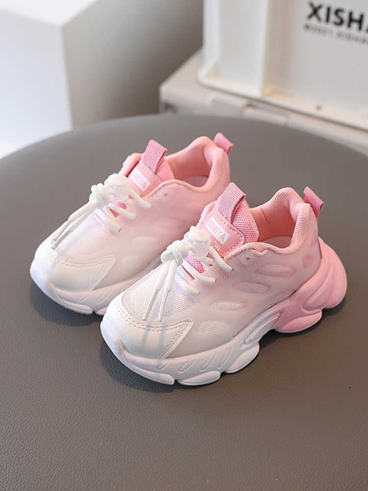 Athletic Outdoor Kids Shoes 4-6y Boys Sports Shoes Fashion Gradual Color Little Girl Sneakers Children Soft Soles Casual Shoes Spring Autumn P230404