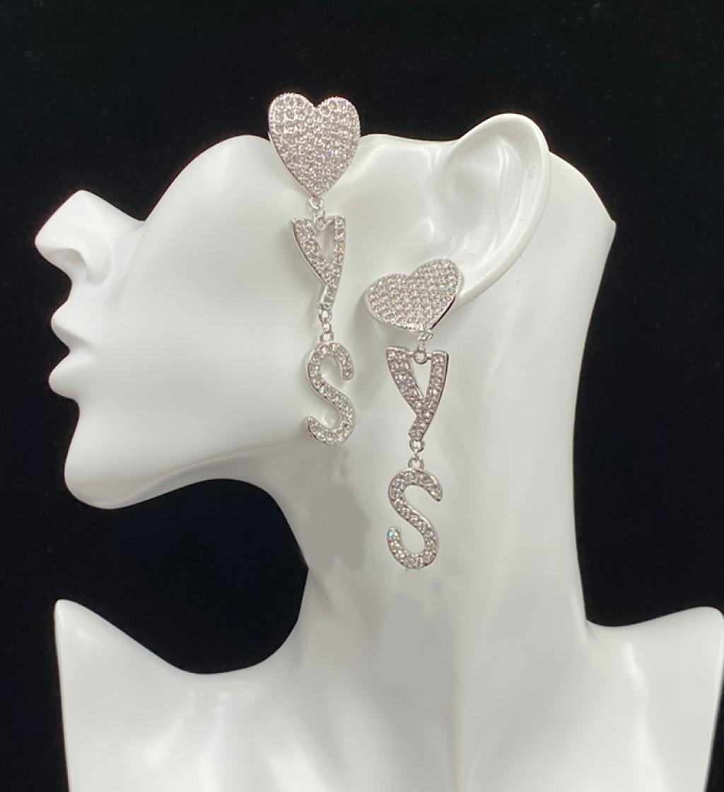 Brief Women Designers Stud Silver Letters Earring S925 Earrings Ear Stud 96cm Long Womens Designer Studs Metal Y 22111805