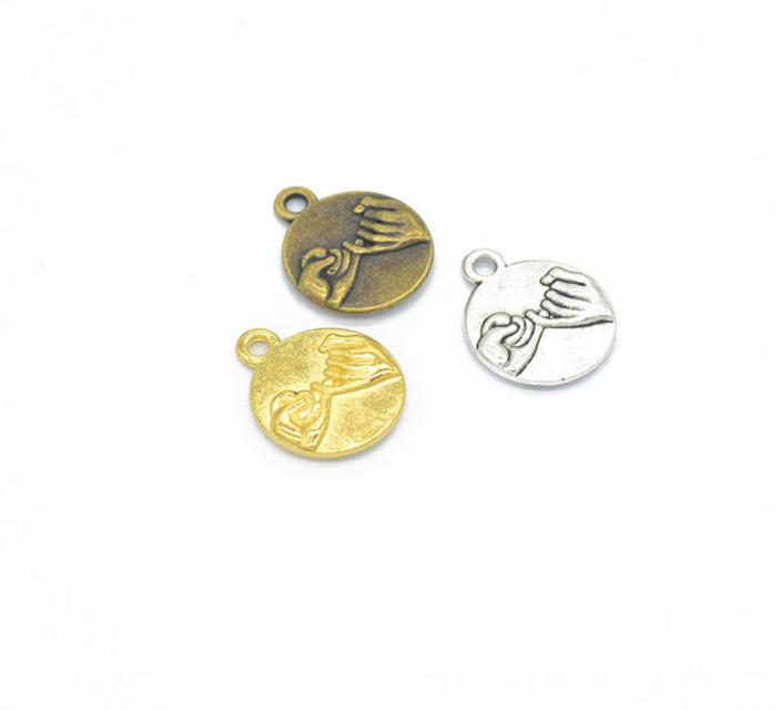 200PCS Pinky Promise Charms Gold Silver Bronze Assortment Friendship Charms Friend Fidelity Charm Jewelry Craft Supplies Abou
