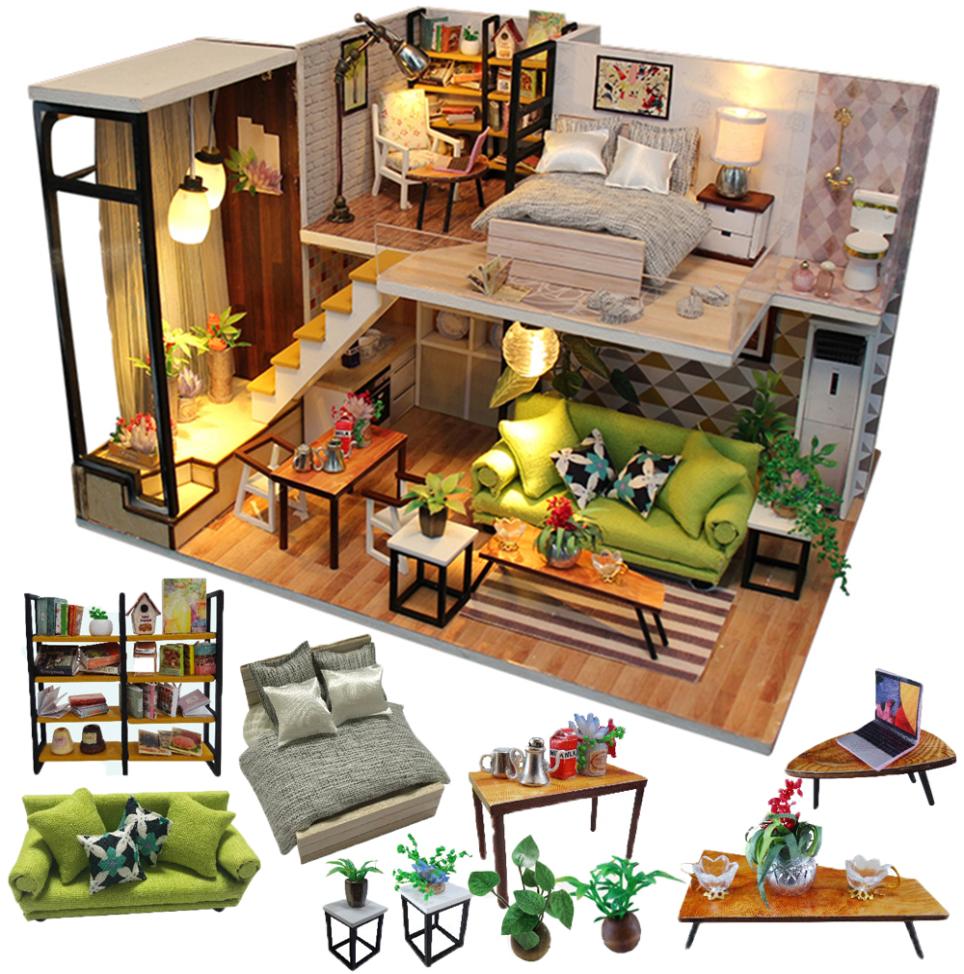 Cutebee Doll House Furniture Miniature Dollhouse DIY Miniature House Room Box Theatre Toys for Casa DIY Dollhouse N LJ201126