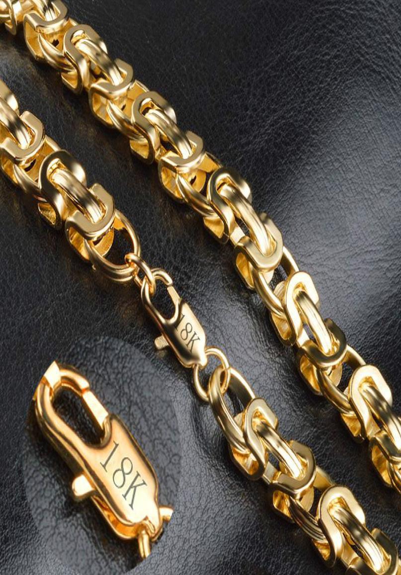 18k stamped Vintage Long Gold Chain For Men Chain Necklace New Trendy Gold Color Bohemian Jewelry Colar Male Necklaces 2145