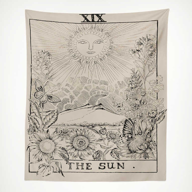 Tapestries Small Size 75X58cm Tarot Card Tapestry Wall Hanging Astrology Divination Bedspread Beach Mat Hanging Cloth Divination Bed Cover