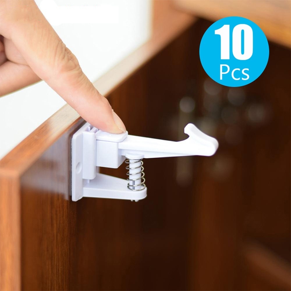 Baby Locks Latches# 10pcs Baby Safety Invisible Security Drawer Lock No Punching Children Protection Cupboard Cabinet Door Drawer Safety Locks 230404