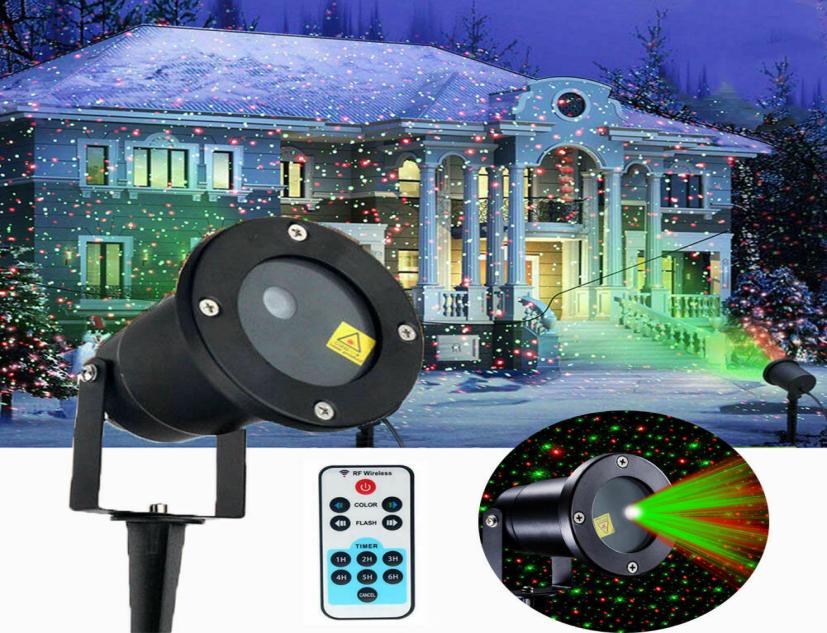 Christmas Laser Star Light RGB Shower LED Gadget MOTION Stage Projector Lamps Outdoor Garden Lawn Landscape 2 IN 1 Moving Full Sky