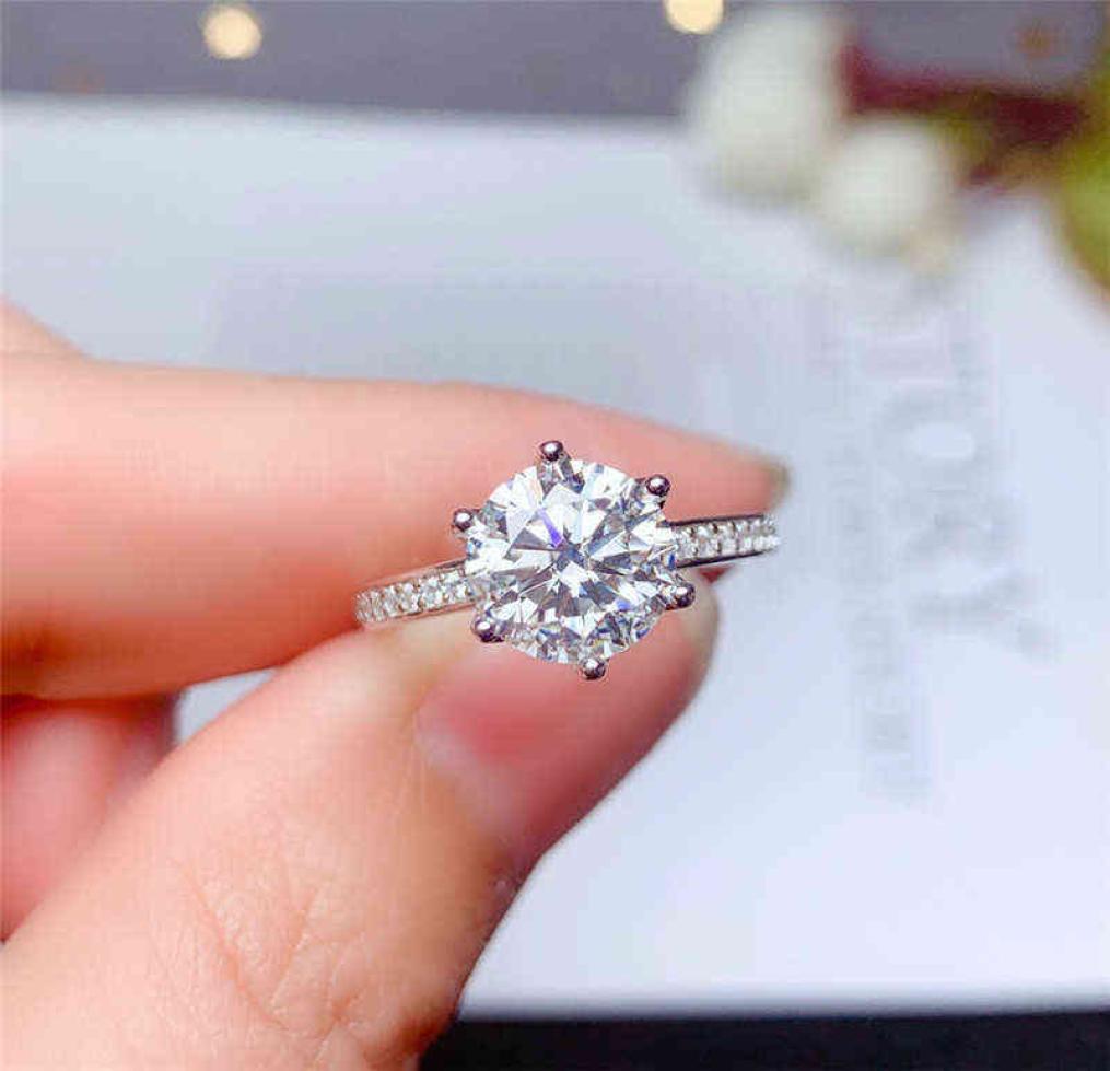 LeeChee Moissanite Ring With CertificateColor VVS1 Excellent Cut Women Engagement Gift Lab Diamond Real 925 Solid Silver