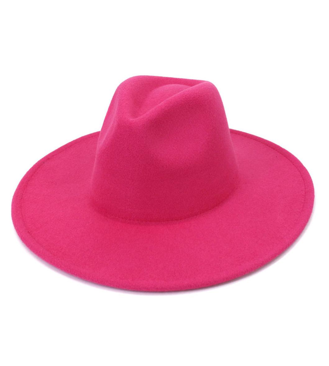 Whole Fashion Men Women Solid Color Peach Heart Party Top Hat Ladies Panama Style Wide Brim Wool Felt Fedora Hats