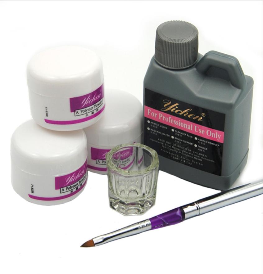 Pro Acrylic Nail Powder Liquid 120ML Brushes Deppen Dish Acryl Poeder Nail Art Set Design Acrilico Manicure Kit 153