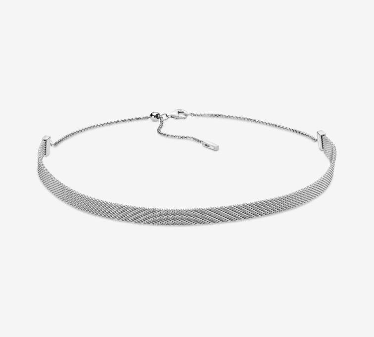 100 925 sterling silver Reflexions Mesh Choker Necklace Fashion Women Wedding Engagement Jewelry Accessories