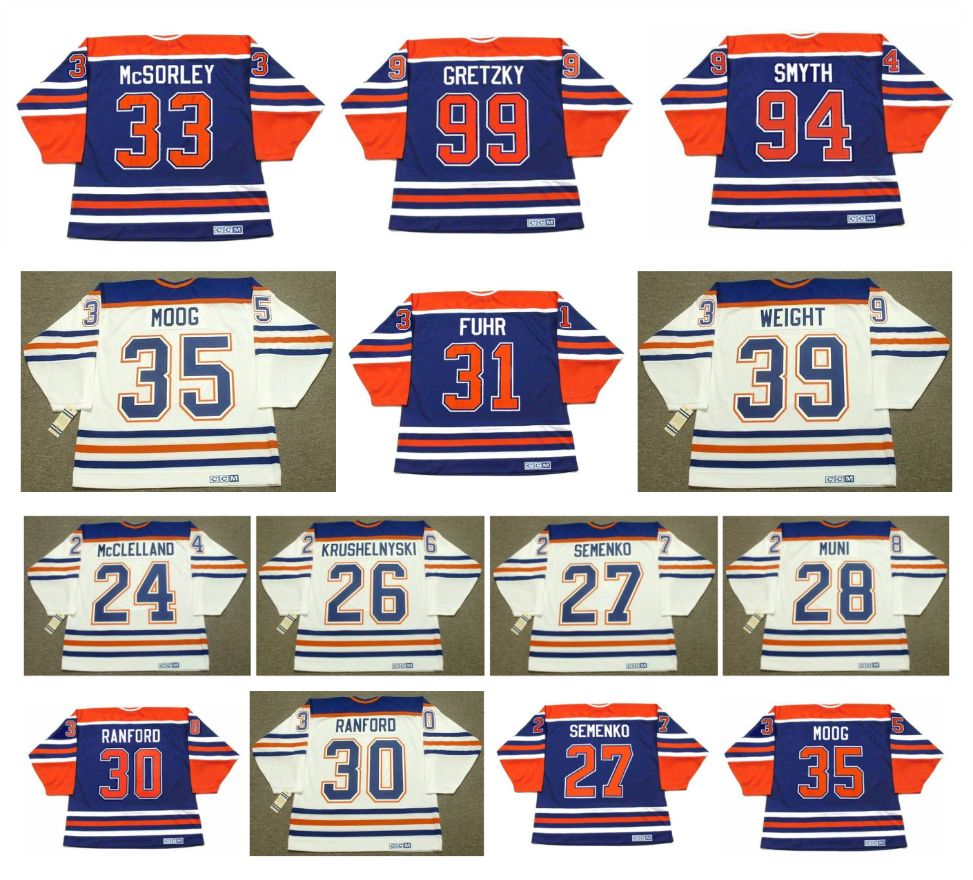 Oilers WAYNE GRETZKY CCM Throwback Hockey Jersey Edmonton BILL RANFORD GRANT FUHR KEVIN McCLELLAND MARTY McSORLEY ANDY MOOG DAVE SEMENKO RYAN SMYTH WEIGHT Size S, As pic
Oilers WAYNE GRETZKY CCM Throwback Hockey Jersey Edmonton BILL RANFORD GRANT FUHR KEVIN McCLELLAND MARTY McSORLEY ANDY MOOG DAVE SEMENKO RYAN SMYTH WEIGHT Size S, As pic