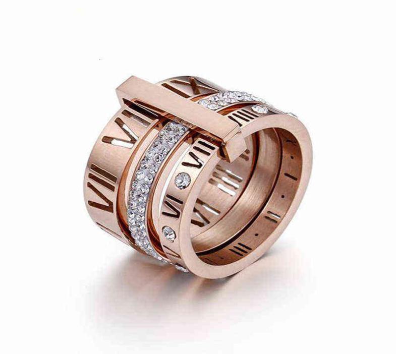 Ring Stainless Steel Rose Gold Roman Numerals Ring Fashion Jewelry Ring Women039s Wedding Engagement Jewelry dfgd