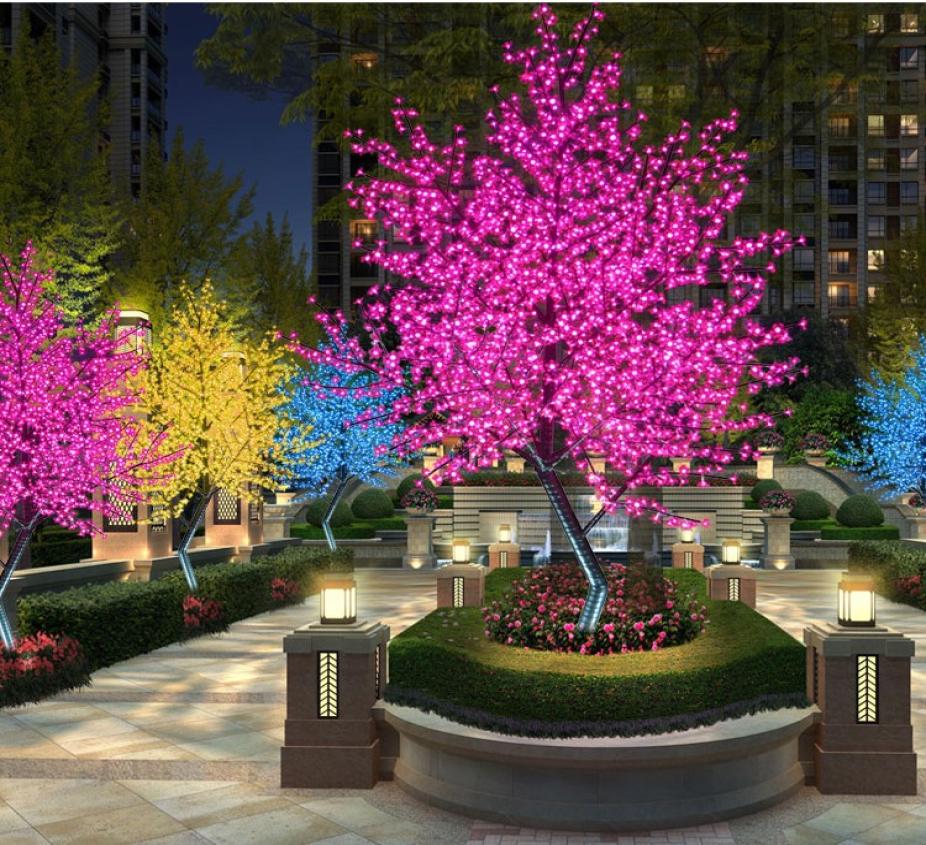 LED Cherry Blossom Garden Decorations Tree Light 864pcs LED Bulbs 18m Height 110220VAC Seven Colors for Option Rainproof Outdoor