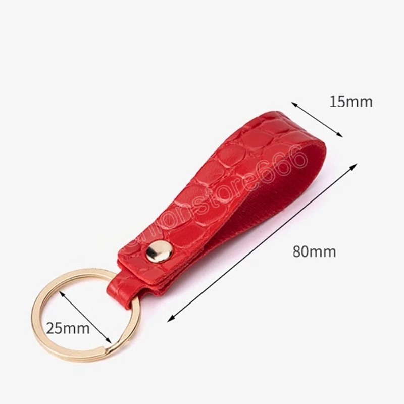 Crocodile Leather Keychain Business Gift Leather Key Chain Men Women Car Key Strap Waist Wallet KeyChains Keyrings 6 Colors