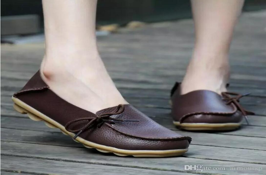 Whole 20 colors outdoor Genuine Leather Doug Shoes Woman Loafers New Flat with Soft Bottom Casual Shoes Female Ladies Leisure