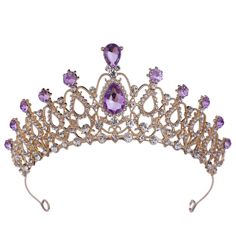 18 Colors Gold Silver Color Metal Crystal Tiara Crown Party Gift Princess Rhinestone Bridal Crown Hair Accessories