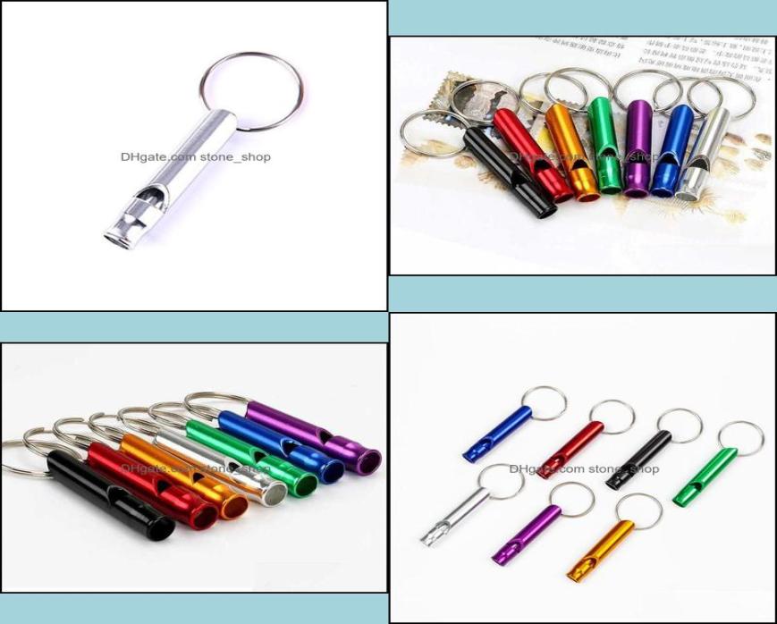 Keychains Metal Whistle Portable Self Defense Keyrings Rings Holder Fashion Car Key Chains Accessories Outdoor Cam Survival Stones