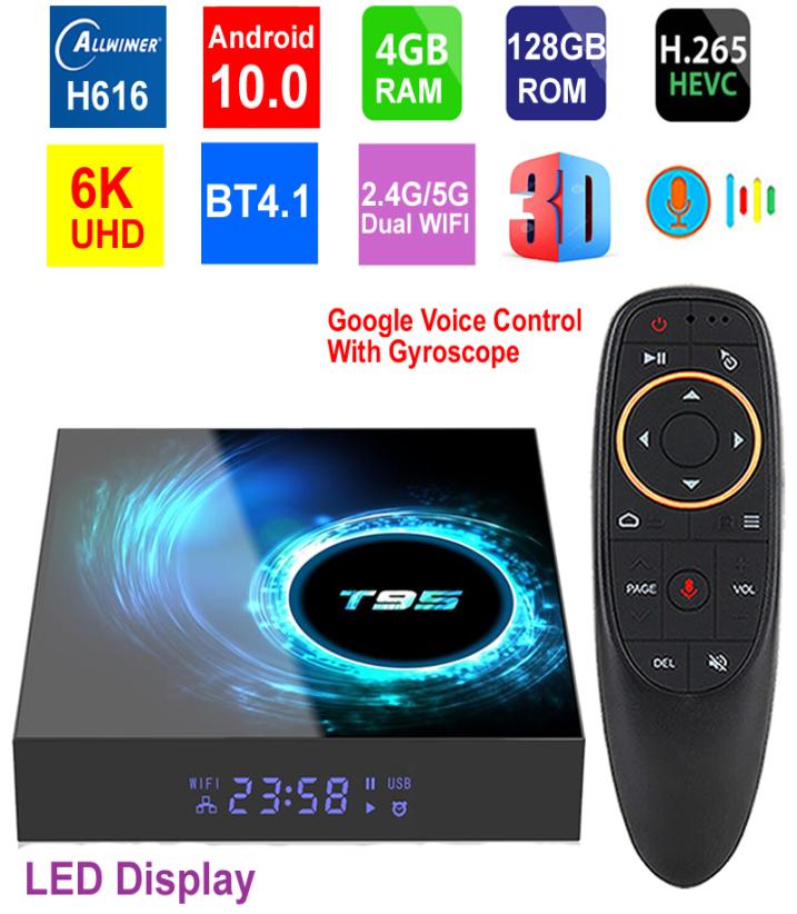 T95 6K Smart TV Box Android 100 4GB 128GB Allwinner H616 Quad Core 5G Dual WIFI HDR H265 BT41 Media player Set TopBox