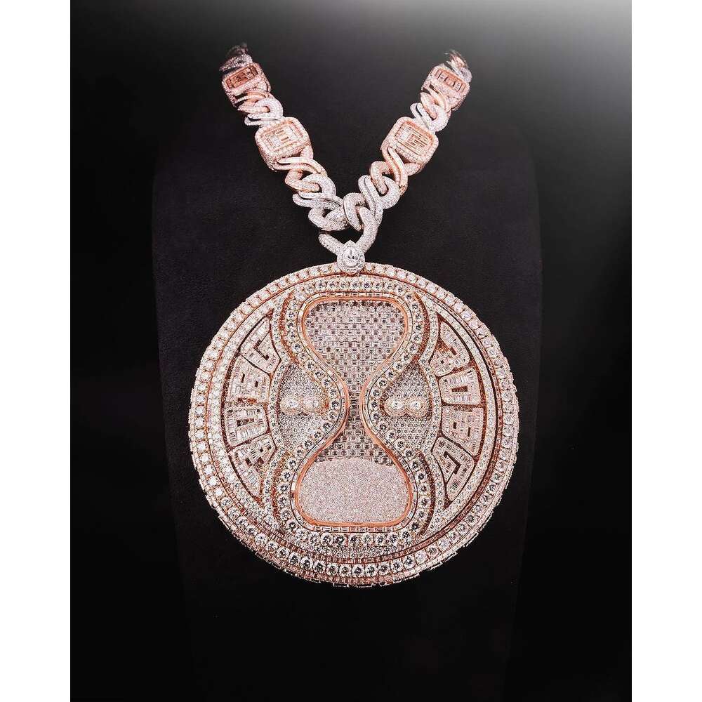 Custom Iced Out - Sterling Sier Charm Necklace, Simulated Dia Hip Hop Jewelry, Style Pendant