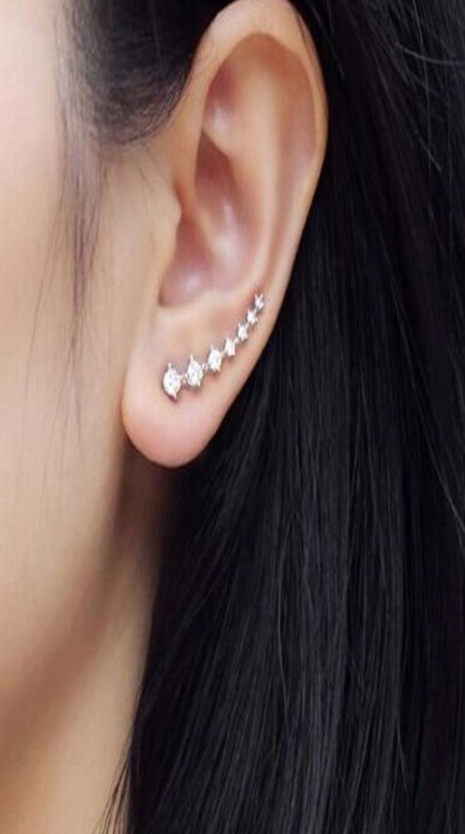 Wedding Party Jewelry Fashion Zircon Ear Cuffs Women Ear Clips Gold Silver Plated Luxury Rhinestone Earrings For Bride