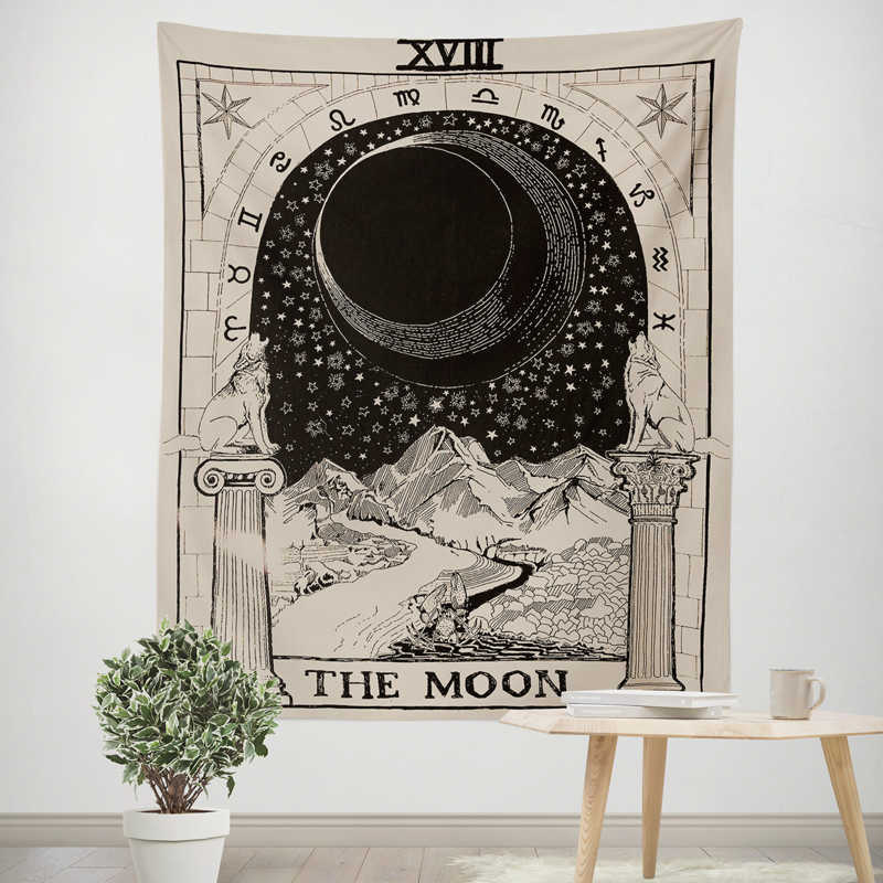 Tapestries Small Size 75X58cm Tarot Card Tapestry Wall Hanging Astrology Divination Bedspread Beach Mat Hanging Cloth Divination Bed Cover