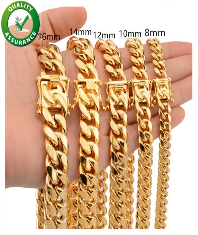 Gold Chain Mens Necklace Stainless Steel Jewelry Hip Hop Luxury Designer Necklaces Rapper Statement Cuban Link Men Accessories Jew