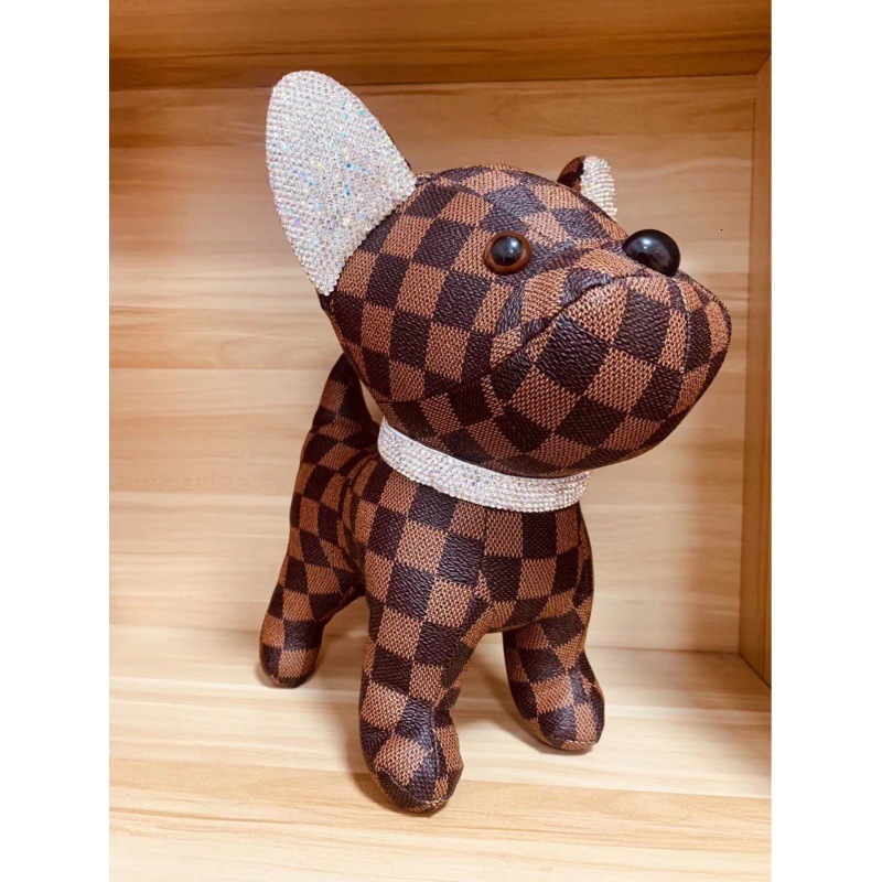 Decorative Objects Figurines Cute Diamond-studded Dog Plush Toy Creative French Fighting Dog Doll Pillow Living Room Decoration Home Decoration 230404