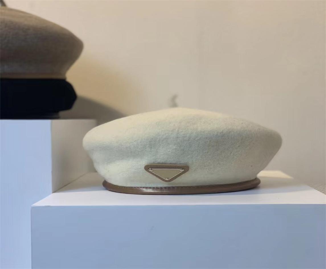 Beret Ladies wool brand comfy cute hat Girl beanie Unisex artist dome solid color decorative design