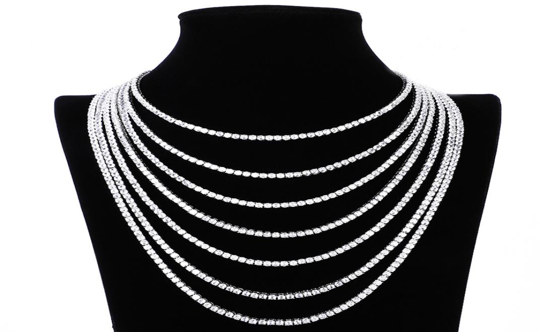 Brass 1624 inch Tennis Necklace Unisex choker Chain Jewelry Pave setting 36mm cubic zirconia stones