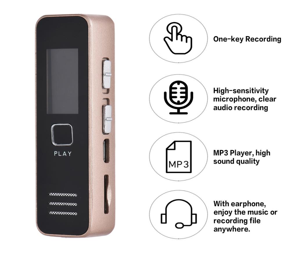 Digital Voice Recorder 20-hour Recording with MP3 Player, Mini o Record Support 32GB TF Card Professional Dictaphone