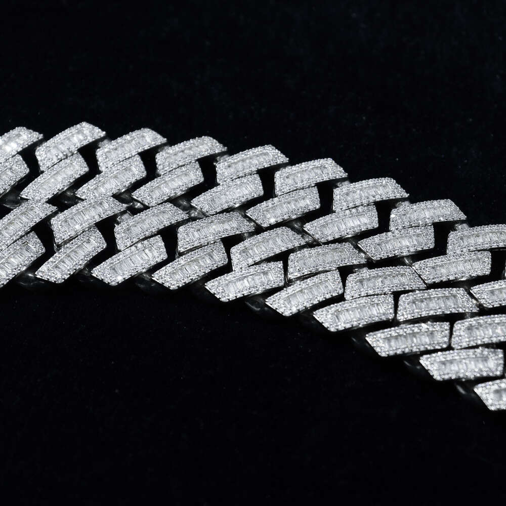 22mm Moissanite Sterg Sier Hip Hop Iced Out Custom Men Necklace Cuban k Chain Gold Plated Jewelry