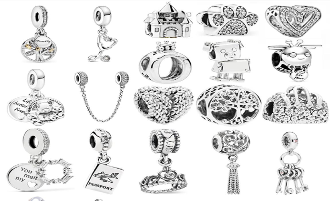 New Windmill Bear Fox Crown Moom Love Pendant Beads Fit Original Charms Silver Color Bracelet Women Jewelry