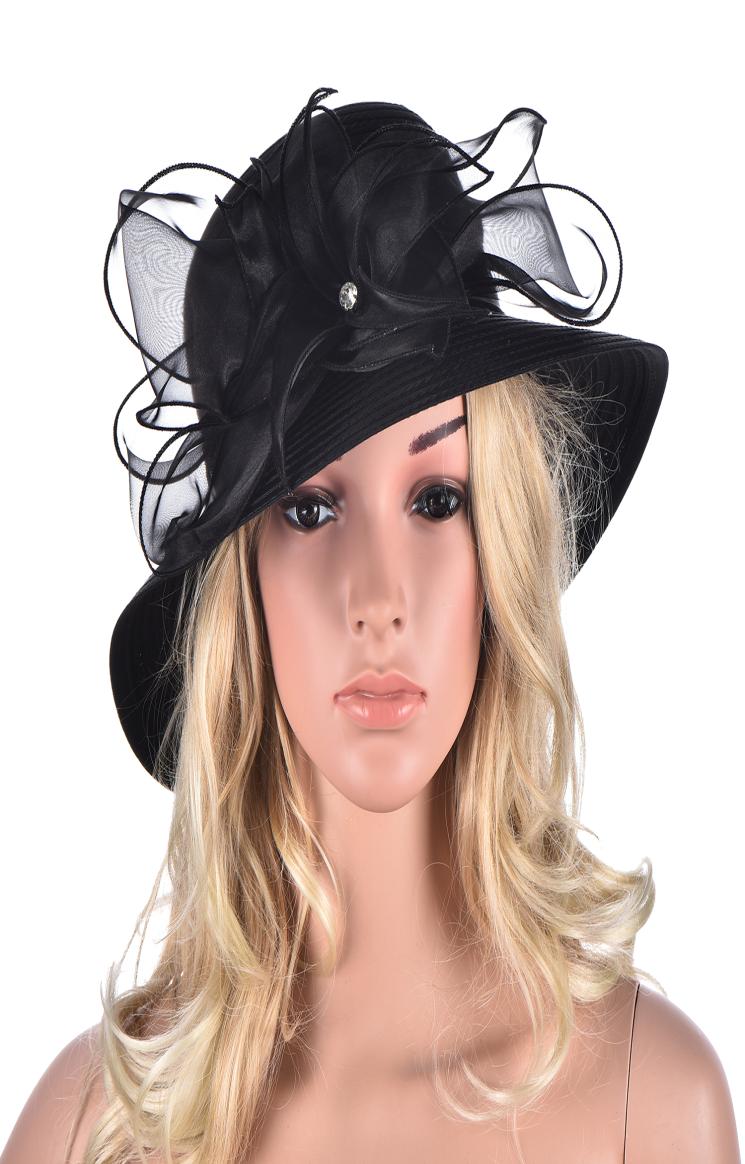 Womens Party Pure Color Kentucky Derby Stylish Floral Wide Brim Church Dress Wedding Sun Hat A323