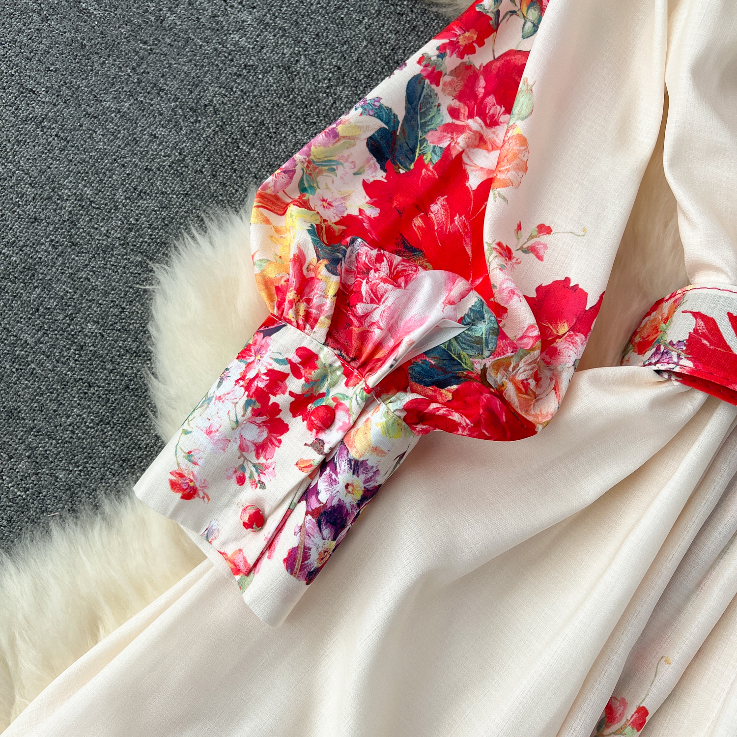 Basic Casual Women Dresses 2024 Fashion Holiday Gorgeous Flower Maxi Dress Womens Stand Long Lantern Sleeve Linen Floral Print Sashes Boho