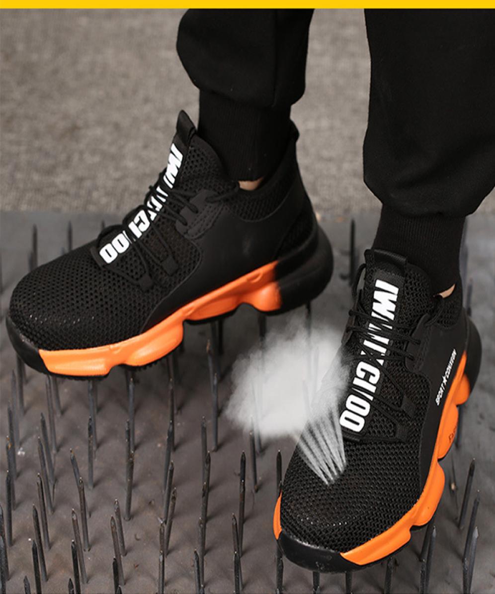 Safety PunctureProof Boots Fashion Indestructible Footwear Breathable Wrok Shoes Men New Work Sneakers Steel Security 201019