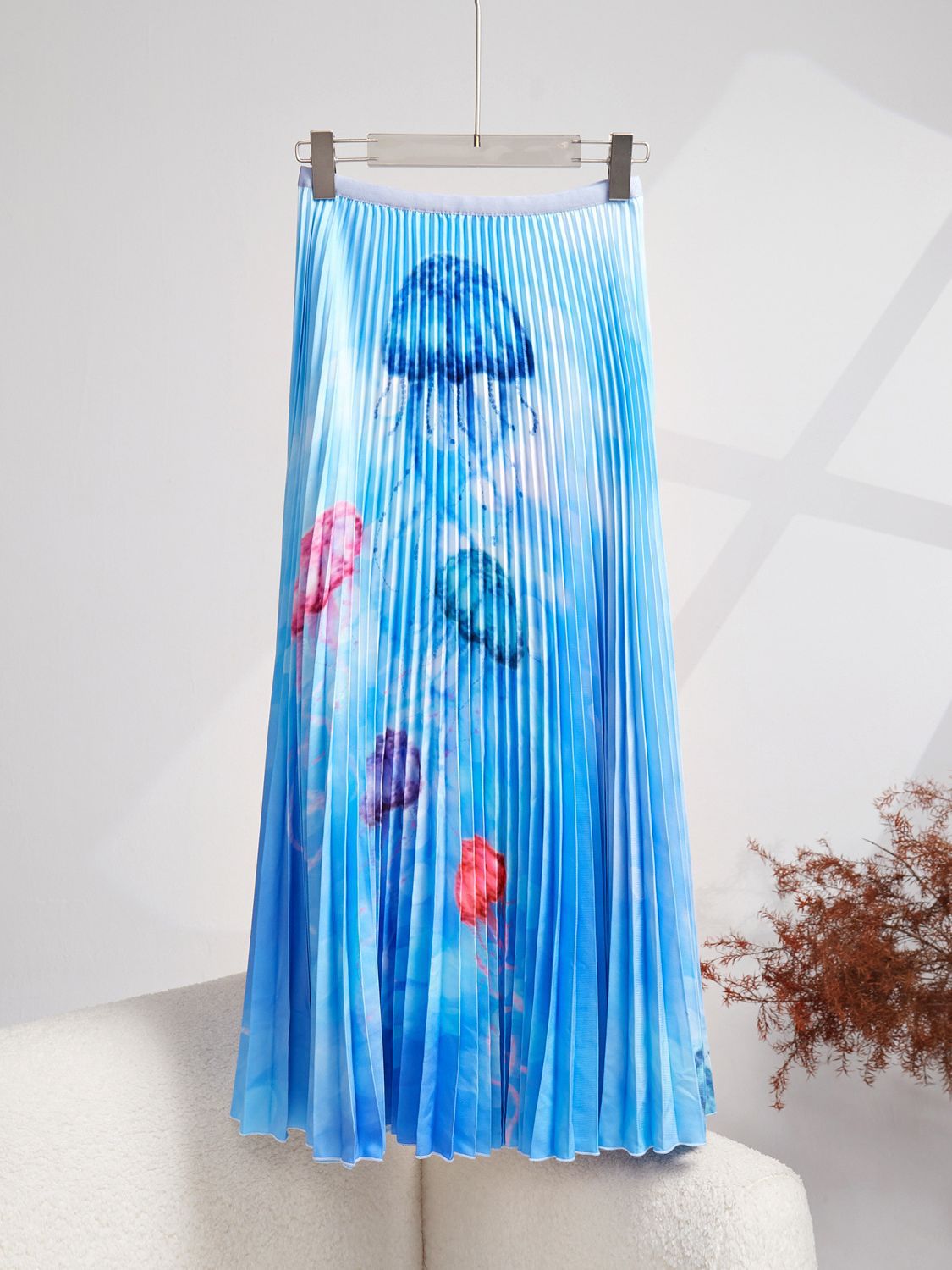 Two Piece Dress Runway Pleated 2 Pieces Sets Miyake Holiday Women Corn Pleated Long Sleeve T-shirt With Elastic Long Skirt Casual Party Suit2024