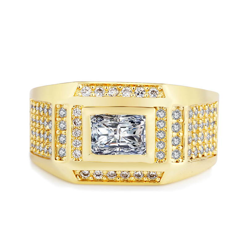 Choucong Brand Wedding Rings Luxury Jewelry 925 Sterling Silver 18K Gold Fill Princess Cut White Topaz CZ Diamond Gemstones Party Men Wedding Band Rin
