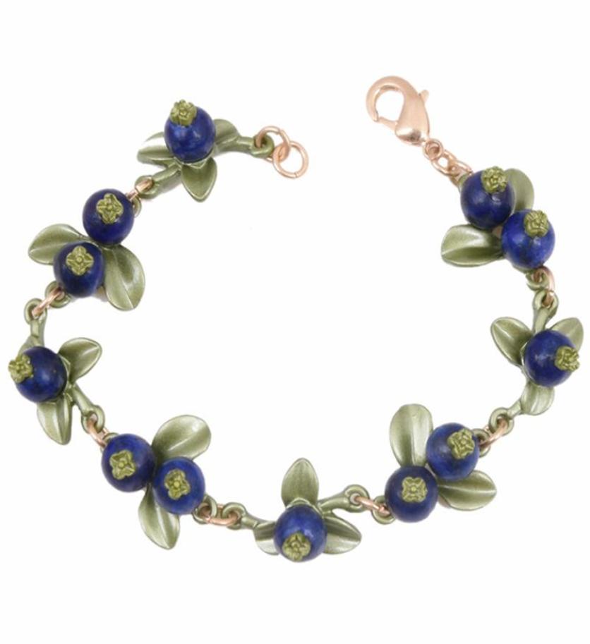 Link Chain HUANZHI Sweet Metal Plant Leaves Freshwater Pearl Fruit Blueberry Bracelet For Women Girls Party Birthday Jewelry