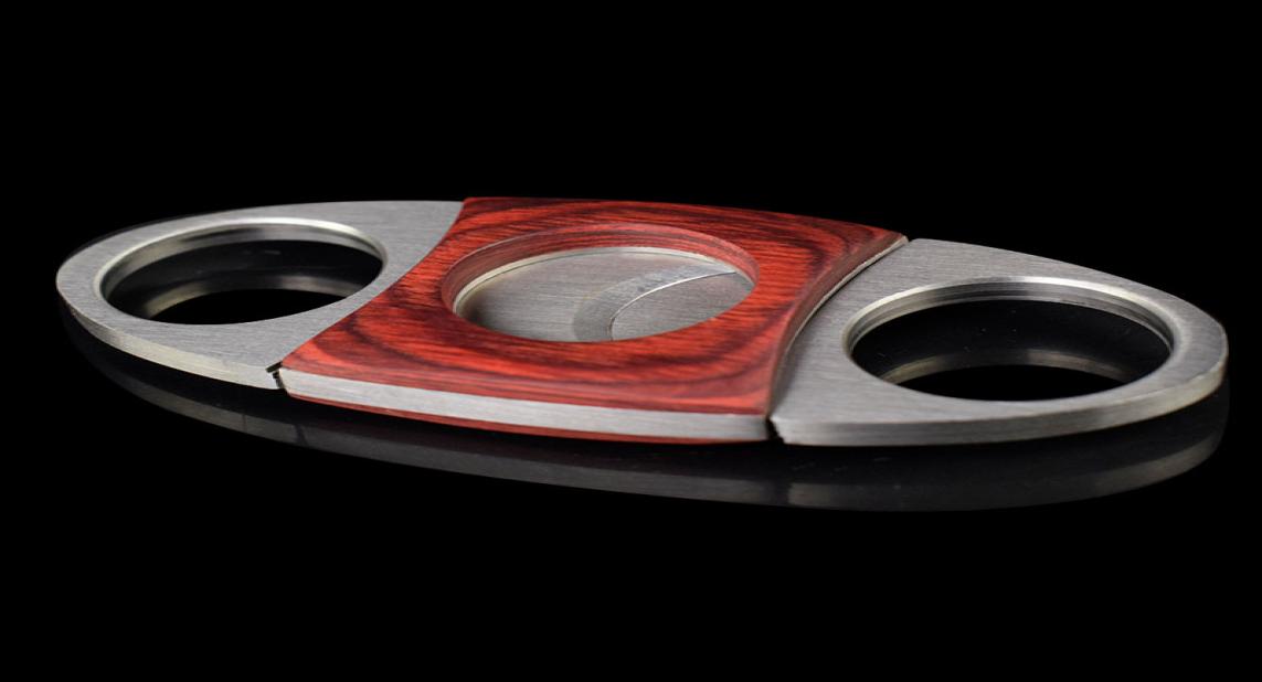 Mahogany stainless steel doubleedged cigar cutter scissors tool cigarette universal accessories portable