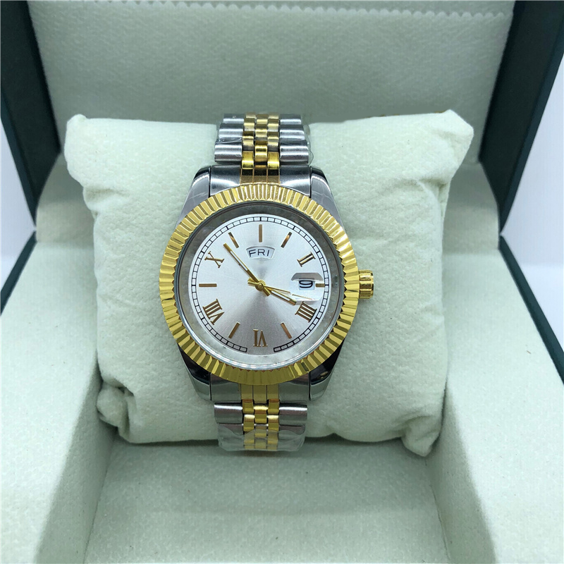 Fashion Full Brand Wrist Watches Men Male Style 40 mm Date Luxury With Logo Steel Metal Band Quartz Clock X275, Gold silver white
Fashion Full Brand Wrist Watches Men Male Style 40 mm Date Luxury With Logo Steel Metal Band Quartz Clock X275, Gold silver white