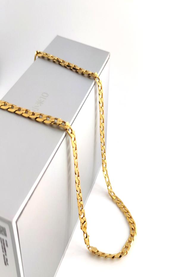 18K Solid Yellow GF Gold Curb Cuban Link Chain Necklace HipHop Italian Stamp AU750 Men039s Women 7mm 750 MM 75 CM long 29 INC