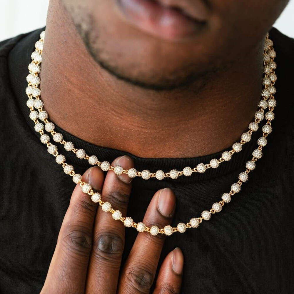 necklace moissanite chain Custom Hip Hop Iced Out Shining 4mm Diamond S925 Silver Ball Beads