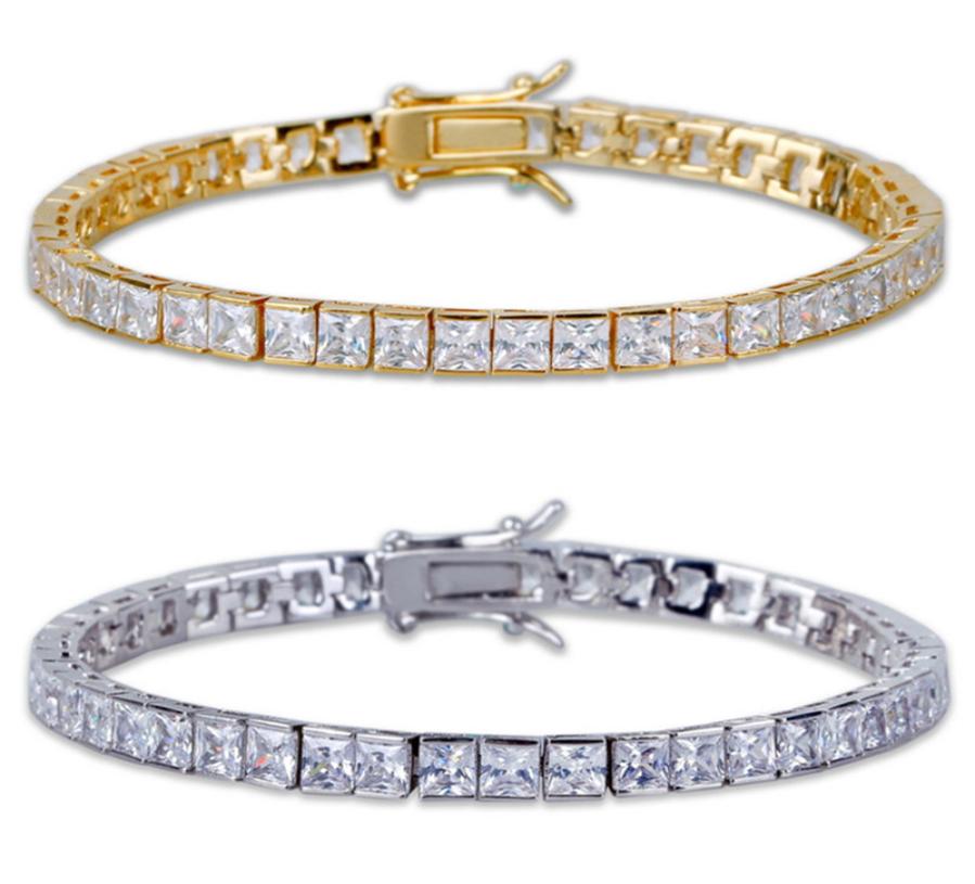 Charm Fashion Classic Tennis bracelet jewelry design White AAA Cubic Zirconia Bracelet Clasps Chain 18K Gold Size 8inch for Men Br