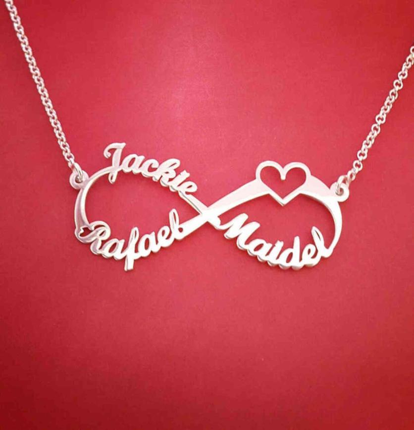 Stainless Steel Custom Name Necklace Personalized Rose Gold Silver Infinity Pendant Friendship Necklace Jewelry Friend Gift 211123