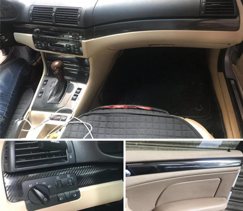 For BMW 3 Series E46 4 Door 19982004 Interior Central Control Panel Door Handle Carbon Fiber Stickers Decals Car styling Accessor