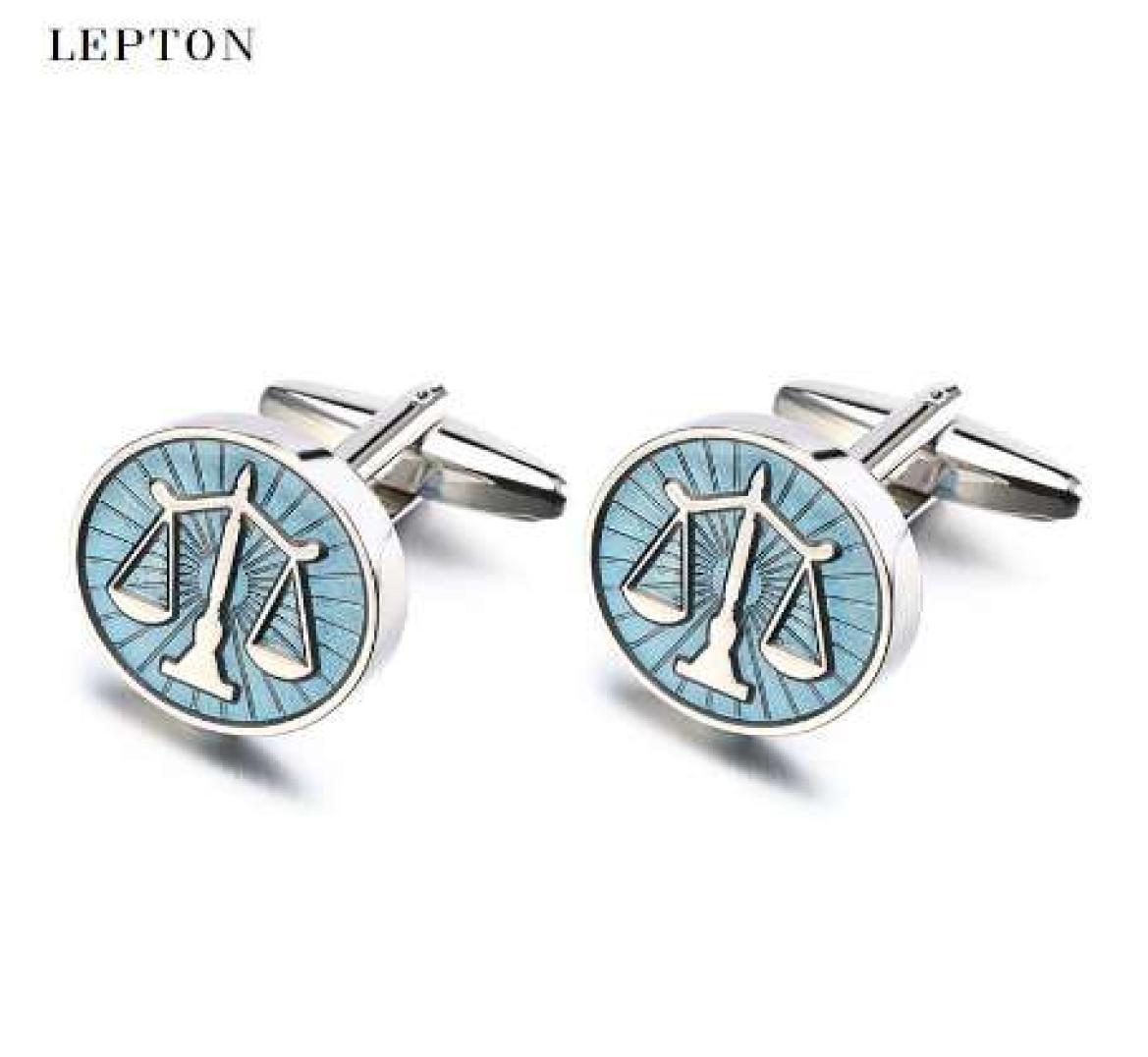 Libra Scales Cufflinks Lepton Stainless Steel Round balance Cuff links for Mens Shirt Studs Gift Lawyer Relojes gemelos
