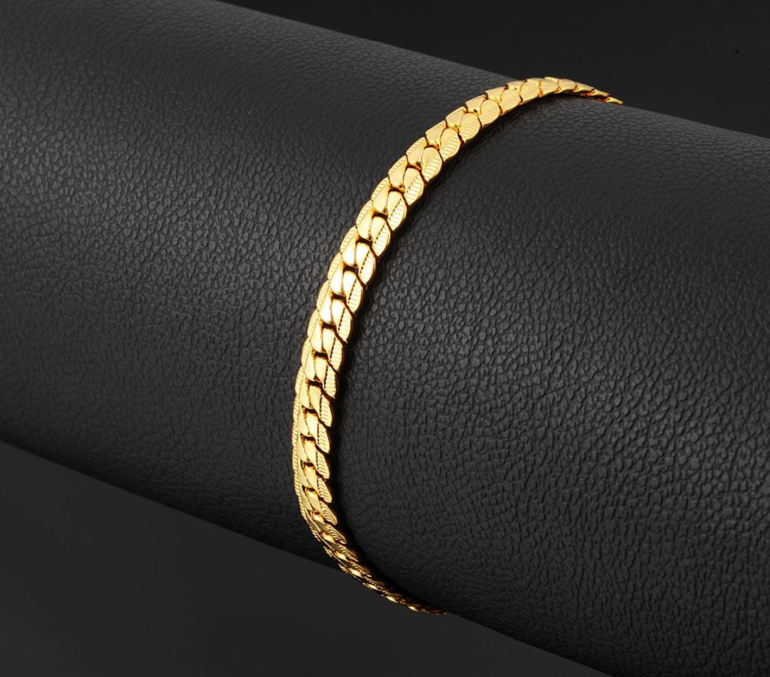 new 6 mm1821cm Luxury men039s Gold Bracelet plated 18K Gold Bracelets for men women Jewelry Couple Bracelet