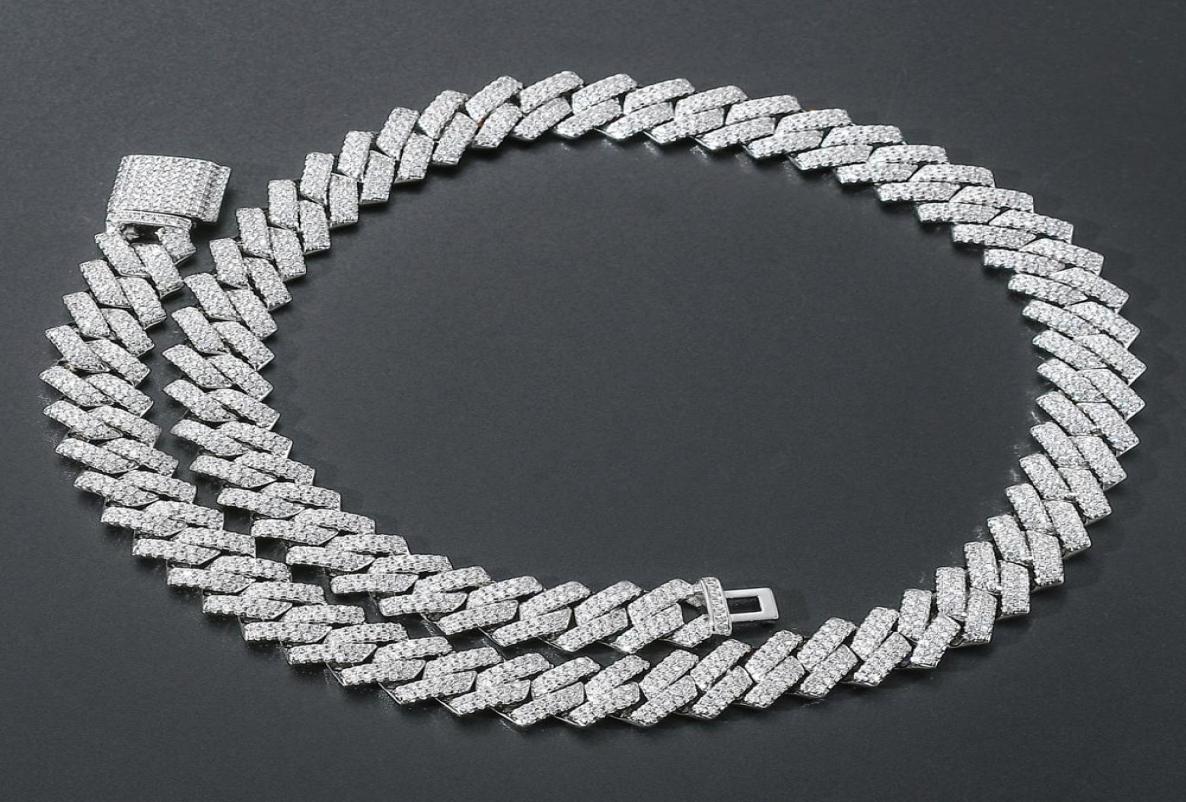 Iced Out Chains For Men Miami Cuban Link Necklace Diamond Micro Paved CZ Gold Silver Chain Fashion Hip Hop Jewelry