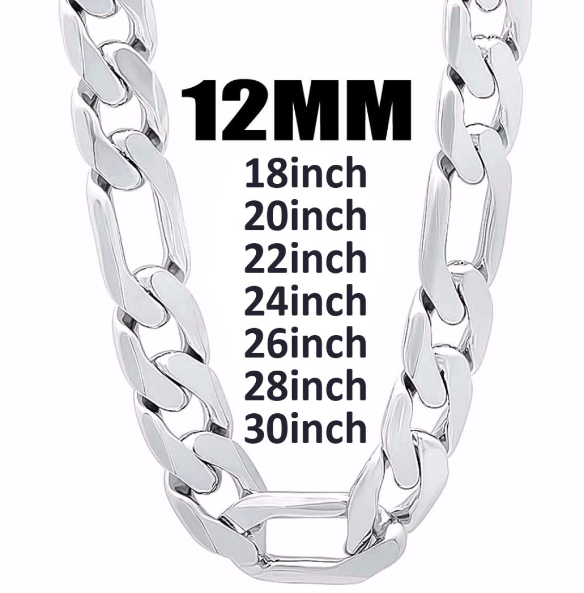 12MM Width 925 Silver Men Neck Chain Necklace Jewelry Fashion 1830 inch Length Men039s High Quality Curb Cuban Jewerly Gift Fa