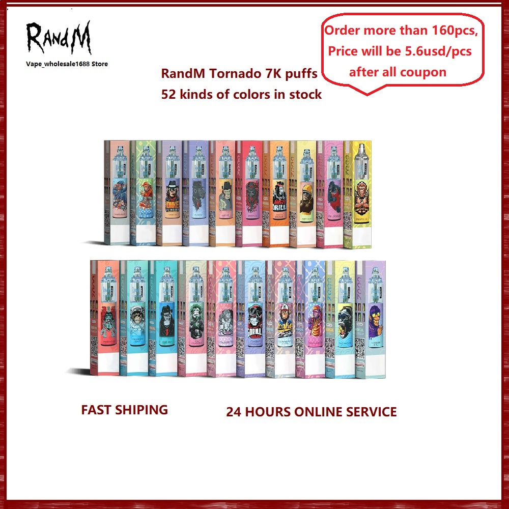 Original RandM Tornado 7000 Puffs 7K Disposable Vape Pen Electronic Cigarettes 14ml Pod Mesh Coil 6 Glowing Colors Rechargeable Air-adjustable 2% 5% Device 52 Flavors
Original RandM Tornado 7000 Puffs 7K Disposable Vape Pen Electronic Cigarettes 14ml Pod Mesh Coil 6 Glowing Colors Rechargeable Air-adjustable 2% 5% Device 52 Flavors