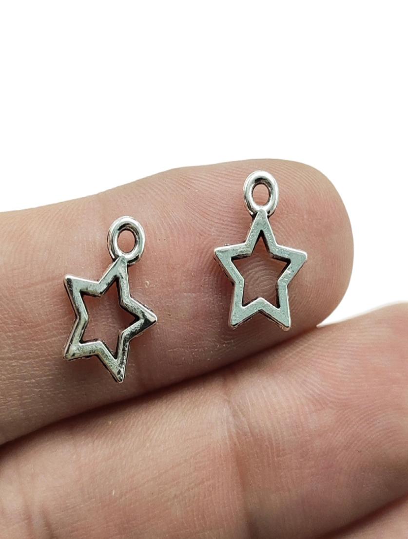 Whole 200pcs Small Star Alloy Charms Pendants Retro Jewelry Making DIY Keychain Ancient Silver Pendant For Bracelet Earrings 1