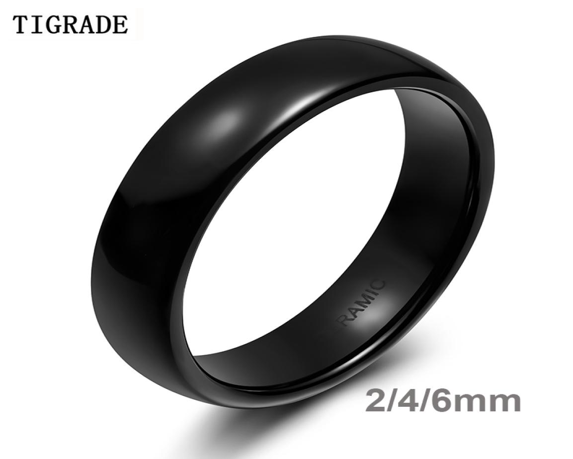 246mm Black Brushed Fashion Ceramic Ring Women Men Wedding Rings Engagement Band Female Jewelry bague Plus Size 414